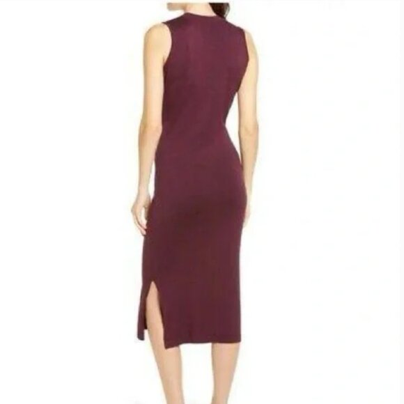 Chelsea28 Burgundy Crewneck Sleeveless Midi Sweater Dress Size - Picture 2 of 9